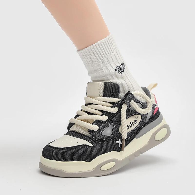 Låg MOQ Anpassa Herr Mode Casual Sneakers Kanin Denim Läder Platta Skateboarding Löpning Promenadskor för Herrskor Pojke_voghion.com