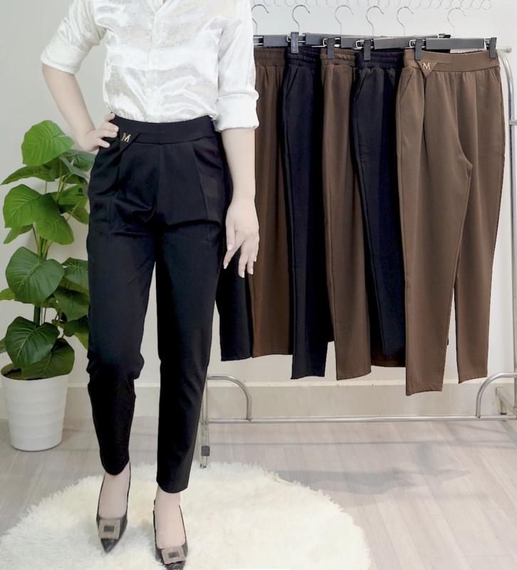Quần_Baggy_logo_chữ_M Quần Baggy LoGo Chữ M. Quần baggy nữ. Quần THỜI TRANG công sở. Chất vải Umi Hàn CAO CẤP. Quần co giãn mặc Thoải mái Pants Women Màu Đen Ong Denim 8