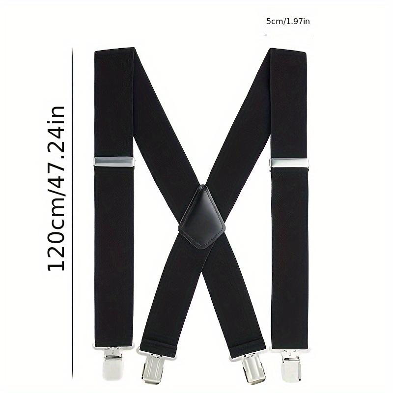 1pc Men'S Heavy Duty 2-Inch Elastic Suspenders, Adjustable X-Back with Strong Clips, High Elasticity Knitted Fabric, Double Buckle, Casual Style for Work and Jeans 1