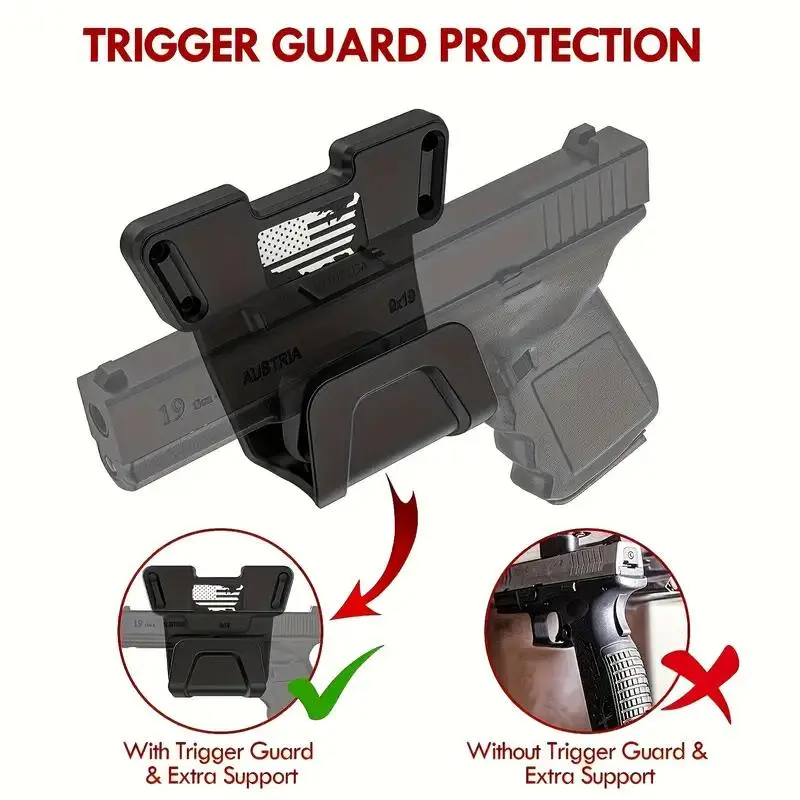 Quick Draw Upgrade Gun Magnet Mount, Magnetic Gun Holder with Safety Trigger Guard Protective, Car Interior Accessories for Most Guns 3
