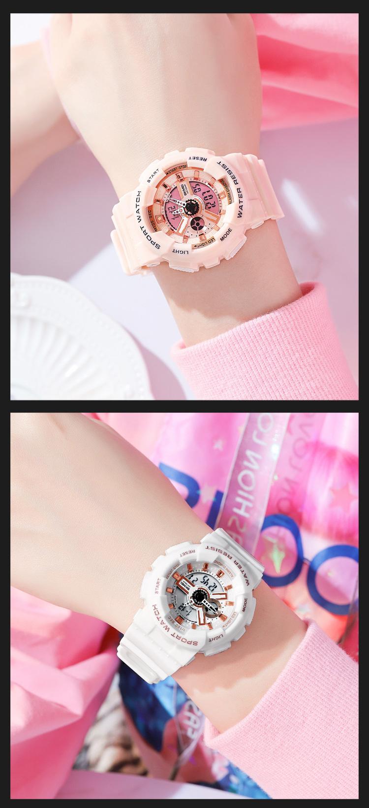 Product Introduction of SKMEI Men Sport Watch Fashion LED PU Waterproof Long Use Digital Watch Elegant Texture Alarm Clock Timing Wrist Watch for Women Man 34 16
