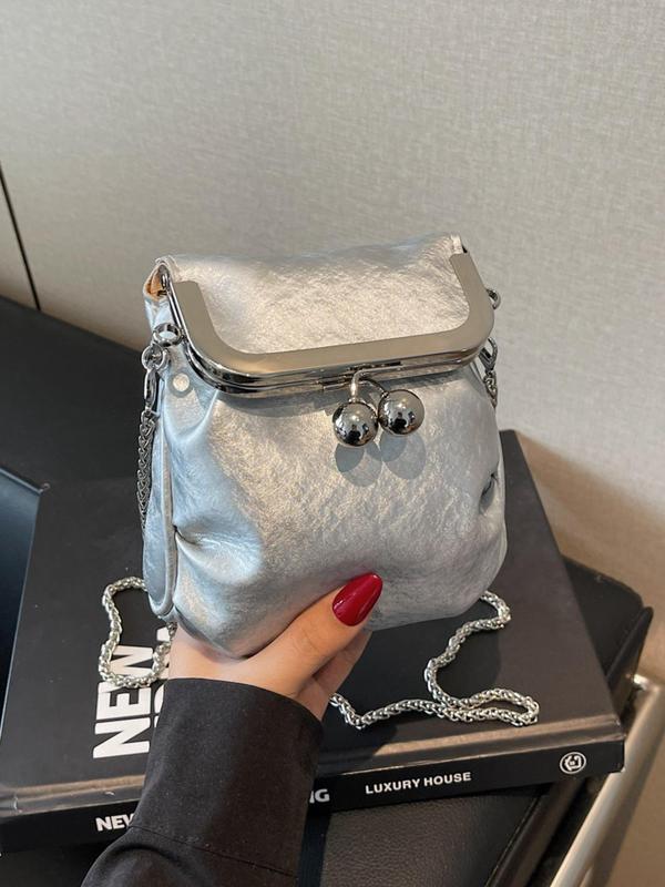 Women's Fashionable Metallic Frame Design Crossbody Bag, Casual Versatile Shoulder Bag for Daily Used, Trendy All-match Commuter Bag 0