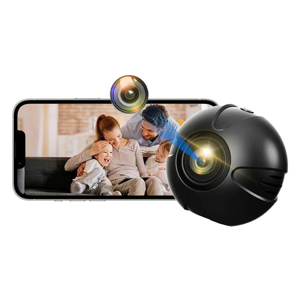 Portable Mini Camera, 2.4GHz WiFi Battery Operated/Rechargeable Camera with IR Night Vision, Wide Angle Motions Activated Camera for Home & Office