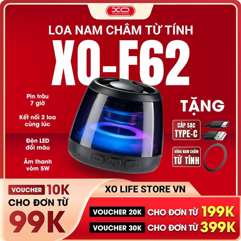 MUA 1 TẶNG 1 LIVESTREAM Loa Bluetooth Mini F62 Có đèn LED RGB hiệu ứng âm thanh vòm 3D tích hợp nam châm hít lên kệ tủ máy tính làm giá đỡ điện thoại kết nối 2 loa cùng lúc ,Bluetooth 5.3,thời lượng pin 7 giờ,tặng kèm cáp sạc Type-C và dây treo