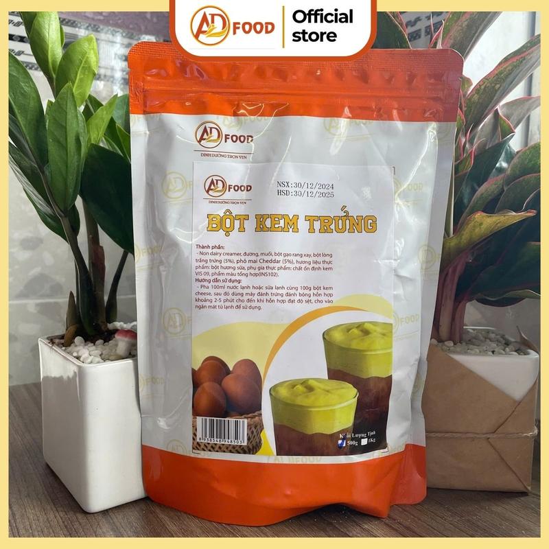 1kg Bột kem trứng ADFOOD - làm topping đồ uống, trà sữa kem trứng, bánh bông lan kem, topping cream bột  milk foam muối biển,  cà phê phủ kem trứng...