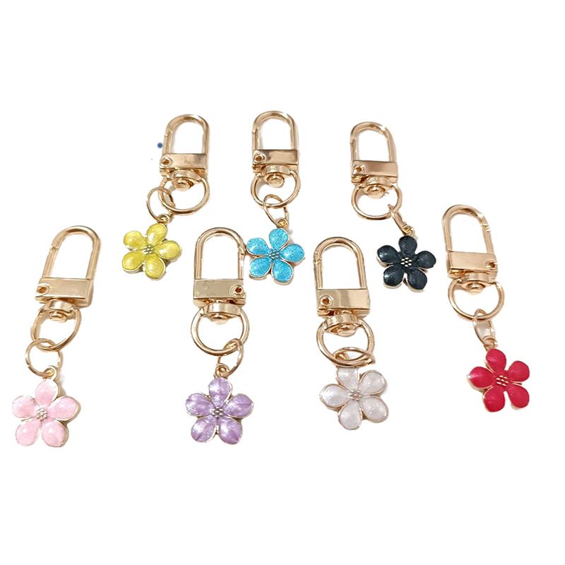 Rantai Kunci Bunga Pear dan Bunga Sakura, Aksesori Comel, Cincin ...
