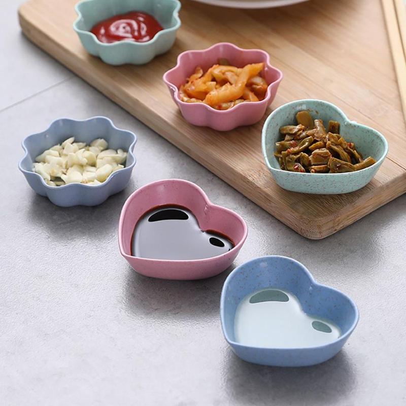 Đĩa Khai Vị, Đĩa Gia Vị, Bát Mini, Chất Liệu Rơm Lúa Mì Và PP Gia Dụng, Hình Trái Tim Và Hoa Thân Thiện Với Môi Trường, Đồ Dùng Nhà Bếp, Thích Hợp Cho Bộ Đồ Ăn, Nhẹ, Thân Thiện Với Môi Trường 4