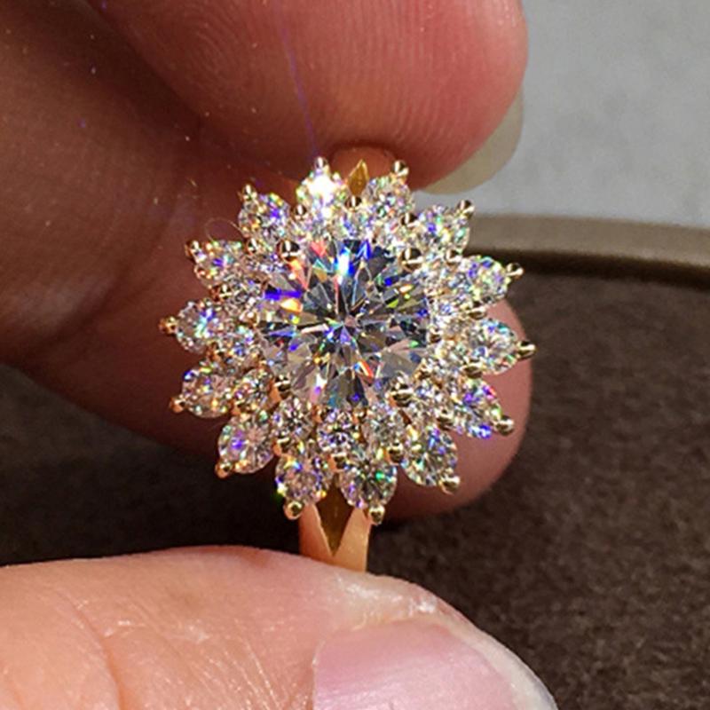 Product Introduction of Exquisite Zircon Sunflower Ring Bling Finger Ring For Women Girl Wedding Engagement Party Jewelry Gift 27