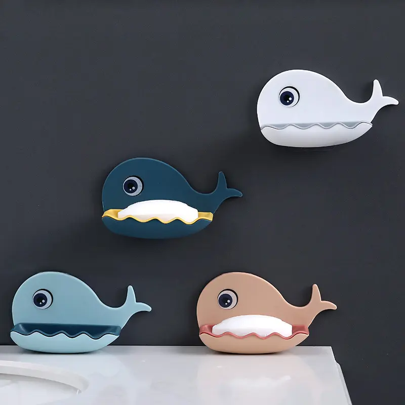 Whale Shaped Non Perforated Soap Holder, Bathroom Wall Mounted Drip Water Soap Holder