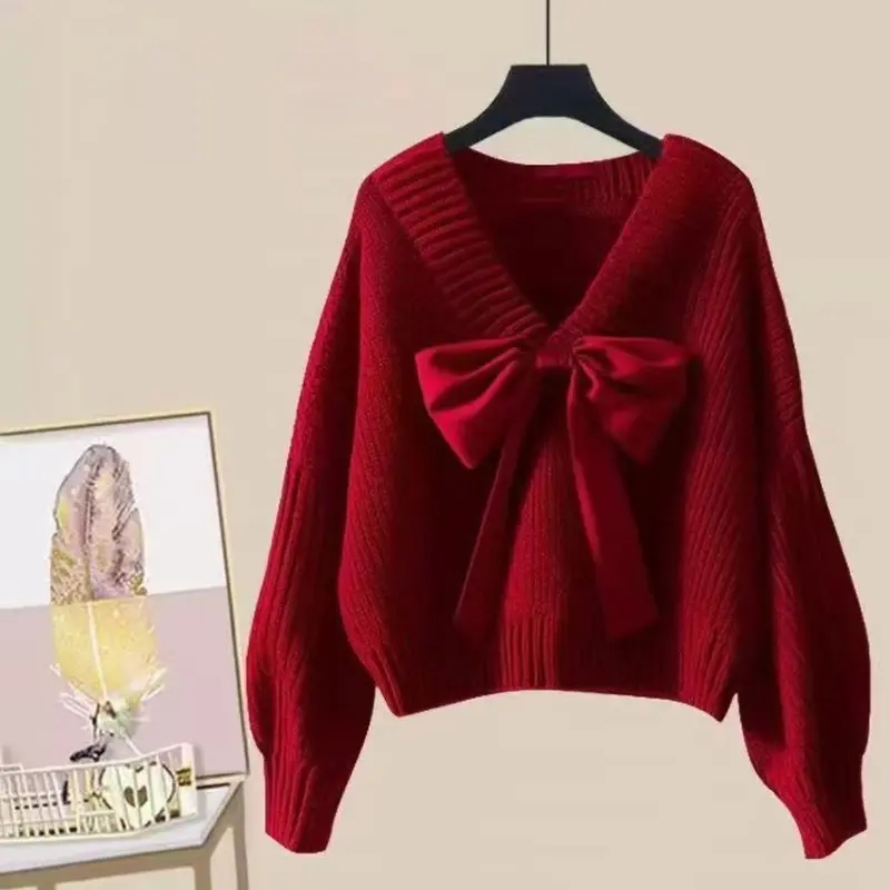 Áo Len Nữ, Thiết Kế Độc Đáo, Nơ Ankela, Phong Cách Thường Ngày Độc Đáo, Thích Hợp Cho Mùa Thu, Dễ Phối Đồ, Hàng Mới Về Năm 2024 Top Women 0