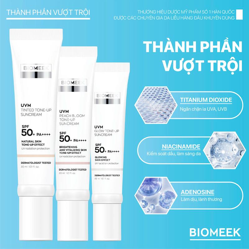 [Võ Hà Linh x Biomeek] Kem chống nắng nâng tone, che khuyết điểm và kiềm dầu sinh học UVM  30ml.