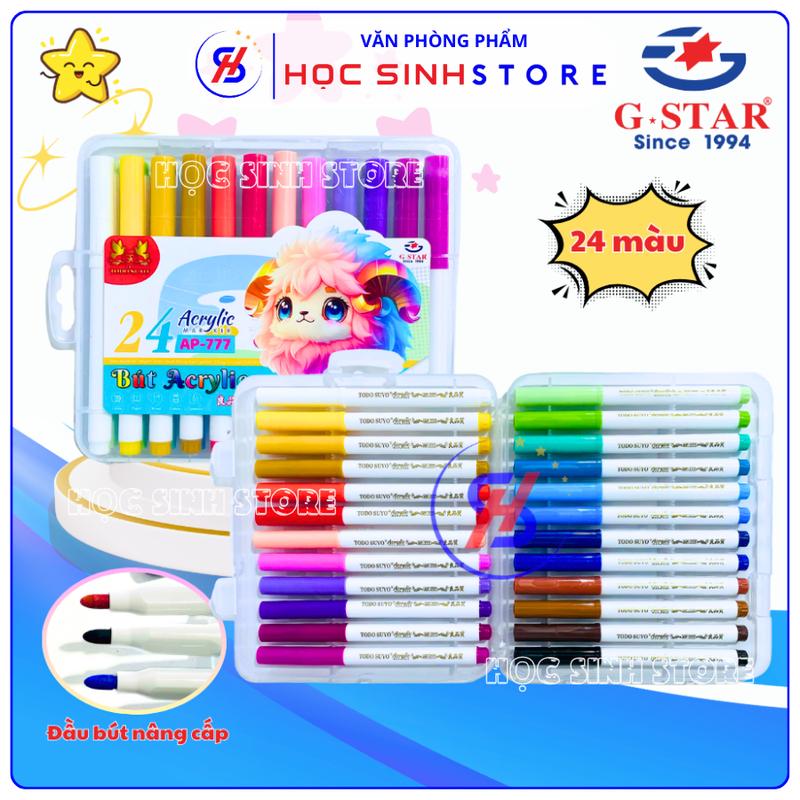 Hộp 24 Màu Acrylic Marker Hiệu Todo Suyo AP777-24M Dung Tích Mực Lớn Viết Vẽ Trên Mọi Bề Mặt Màu Tươi Sáng Không Thấm Giấy