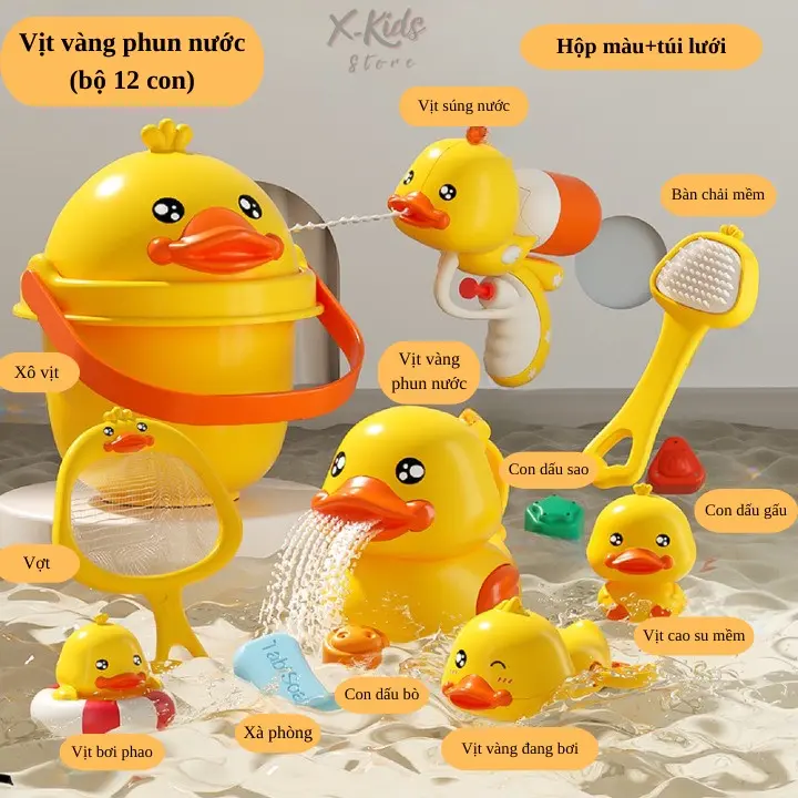 [HOT] Bộ Đồ Chơi Vịt Vàng Phun Nước Dễ Thương Cho Bé Khi Tắm, Đồ Chơi Nhà Tắm