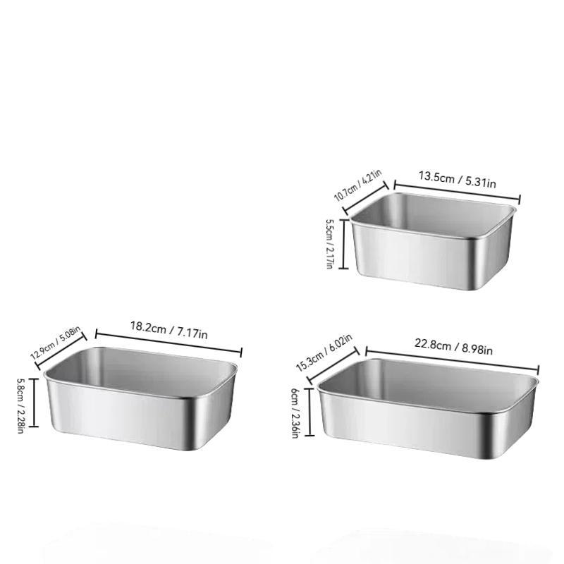 Product Introduction of Stainless Steel Food Storage Box, 3 Counts/set Food Storage Container with Lid, Food Storage Box for Home Kitchen Outdoor Picnic 1