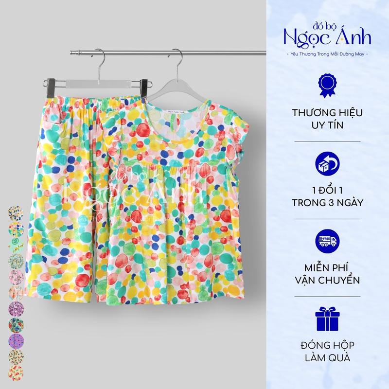 Đồ Bộ Nữ Quần Lửng (Vừa Qua Gối) Tay Cánh Tiên Khoét Lưng Chất Liệu Vải Tole Thoáng Mát Thấm Hút Mồ Hôi Họa Tiết Dễ Thương Có Big Size (TLQLCTKL)