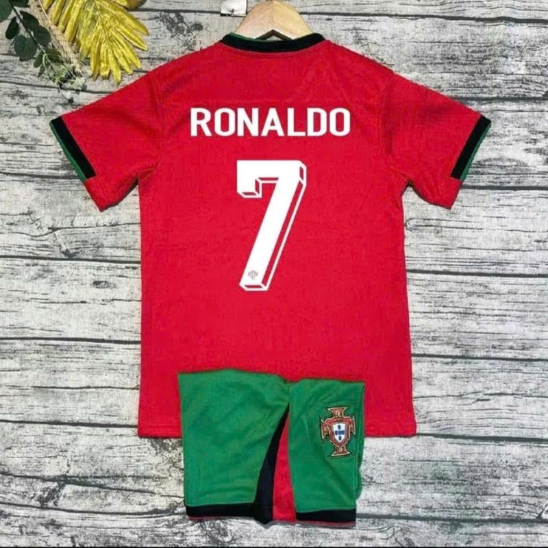 Bộ Đồ Đá Banh Quần Áo Bóng Đá Trẻ Em "Bồ Đào Nha Ronaldo" Chất Liệu Vải Thun Cotton Cho Bé Từ 8Kg - 50kg Có In Tên + Số Theo Yêu Cầu