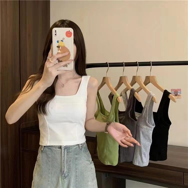 Product Introduction of Korean Style All-Match Sweet Hot Girl Sleeveless Slim Fit Four Seasons Camisole Women with Chest Pad Inner Wear Outer Wear Bottoming Top Women 5