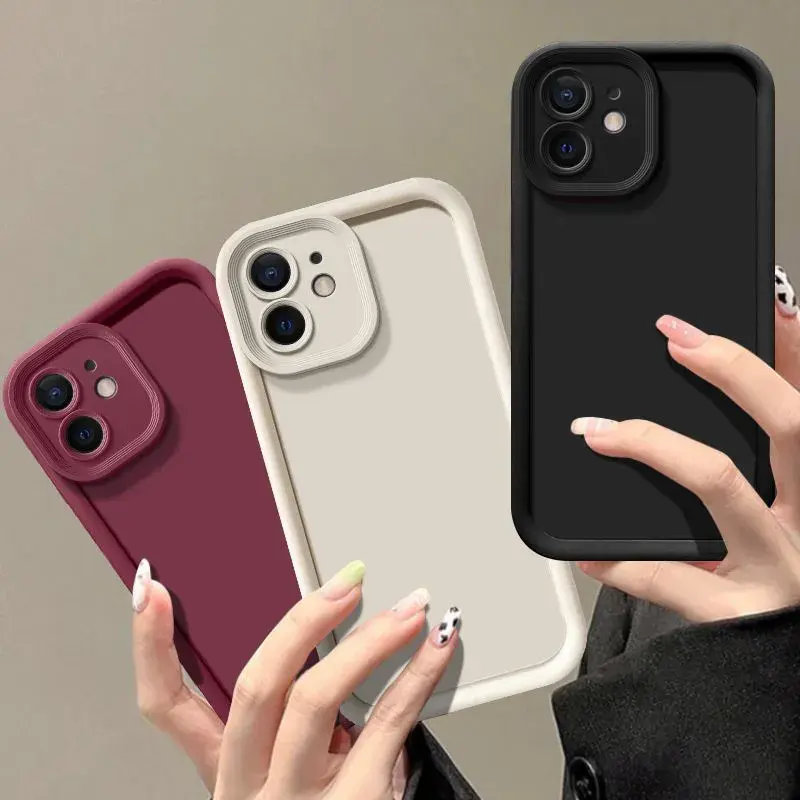 Sky Eye Step Apple 15/14/13/12/11 Phone Case Silicone Pro Shockproof Max Solid Color XR/X