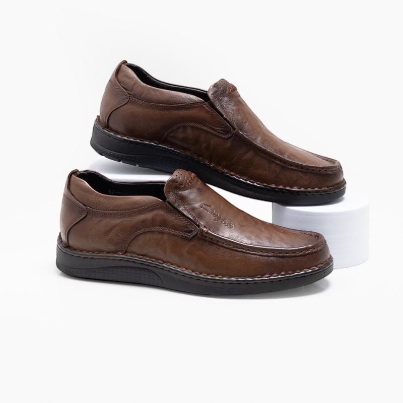  Giày lười da bò nhập khẩu,đế cao su:M2:Hoạ tiết khâu gân thủ công.Mẫu thời thượng mới nhất 