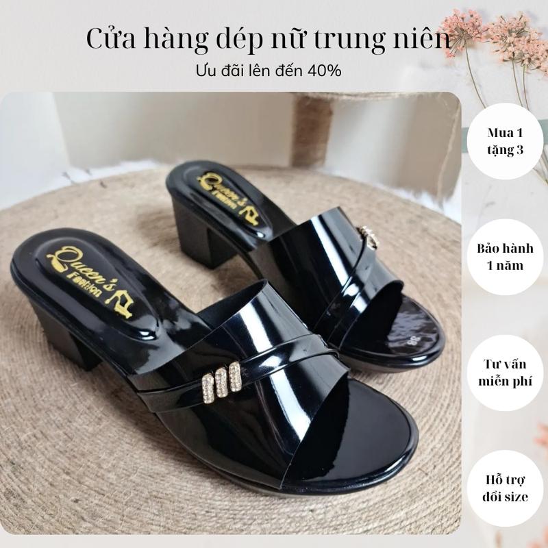 ƯU ĐÃI LỚN Dép nữ trung niên quai bóng có dây đá vắt chéo gồm 2 loại 3cm và 5cm đế chống trơn trượt DéP GiàY