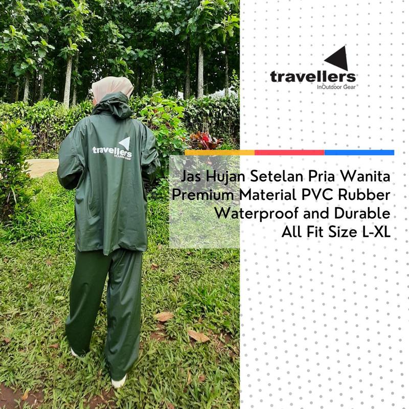 Traveller Jas Hujan Premium Setelan Celana Pria Wanita Raincoat 8