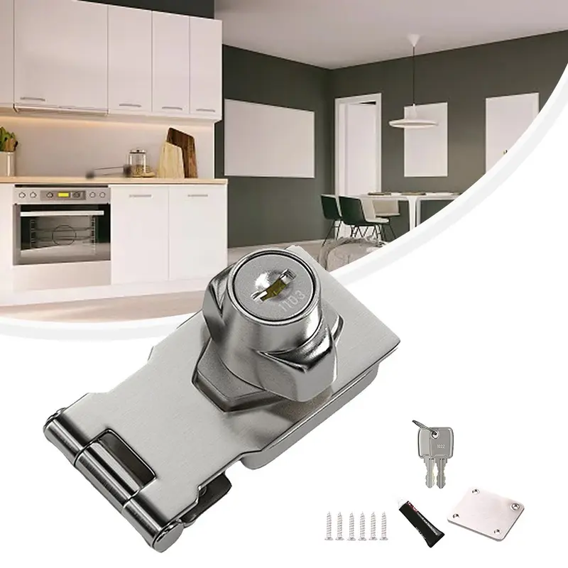 Khóa ngăn kéo, không cần đục lỗ, cho tủ lạnh, tủ lạnh và khóa cửa tủ 4
