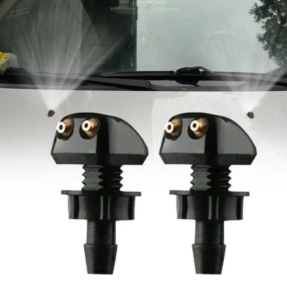 Car Dual Hole Windshield Washer Nozzle Wiper Spray Nozzle Car Windshield Wiper Nozzle Suitable for Most Car Models