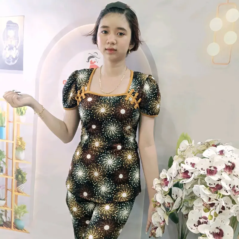 (Mã tặng quà)Đồ bộ thun aty cổ tàu quần dài ống ôm size 40kg-70kg 5