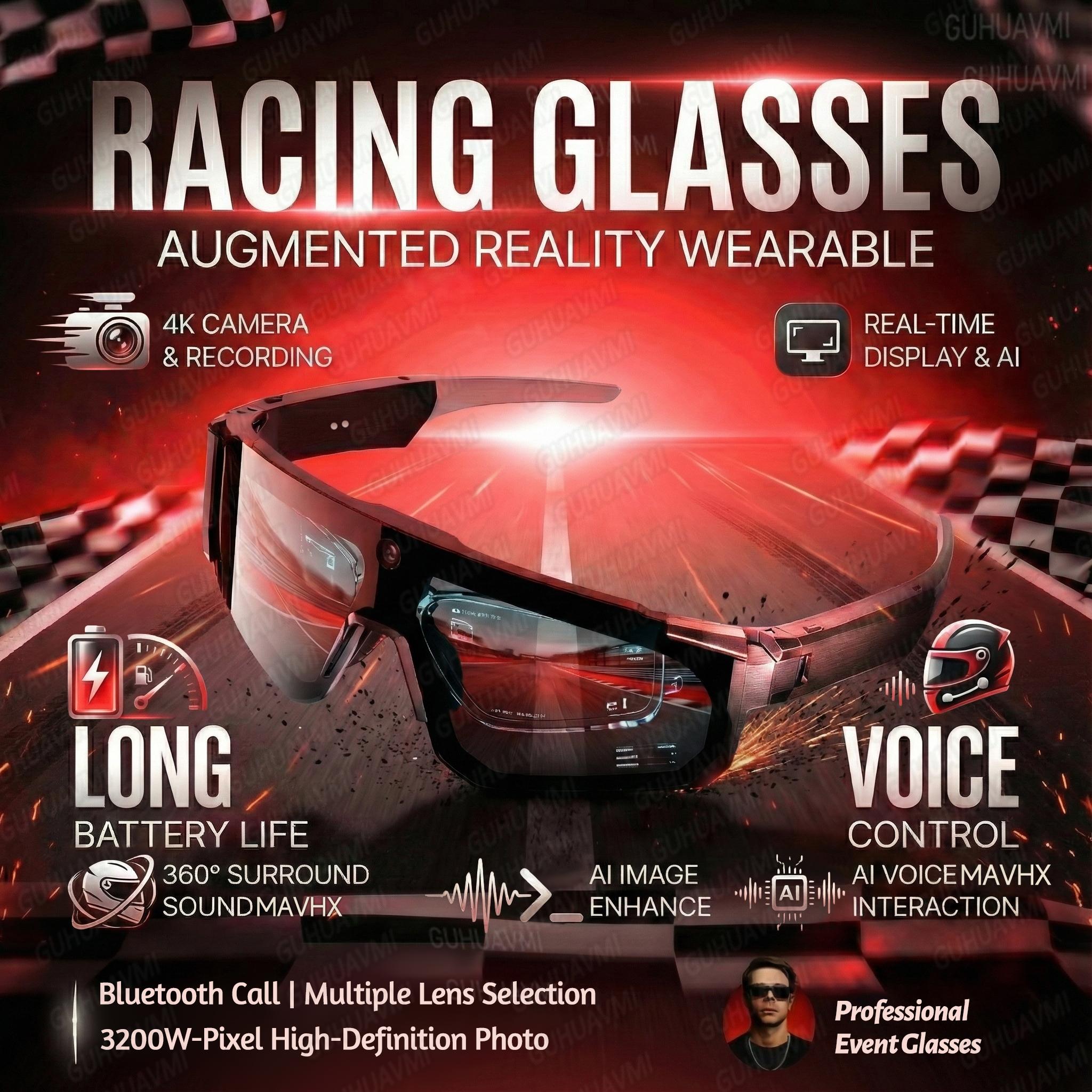 Smart Video Sunglasses 1200P 30fps Action Camera 32GB WiFi App Transfer Dual Anti-Shake AI Object Identify Fast Charge Glasses