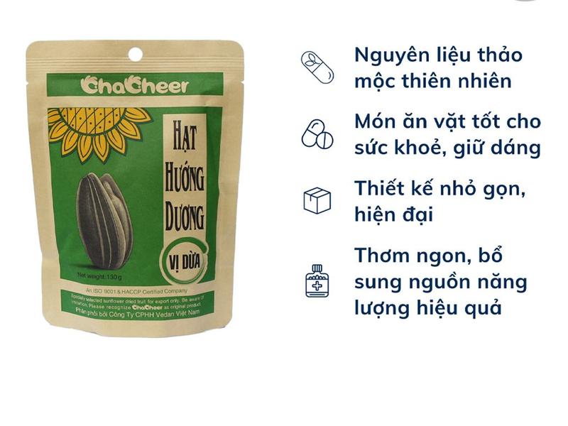 Hạt hướng dương vị dừa Chacheer gói 130g Snack Ăn Vặt