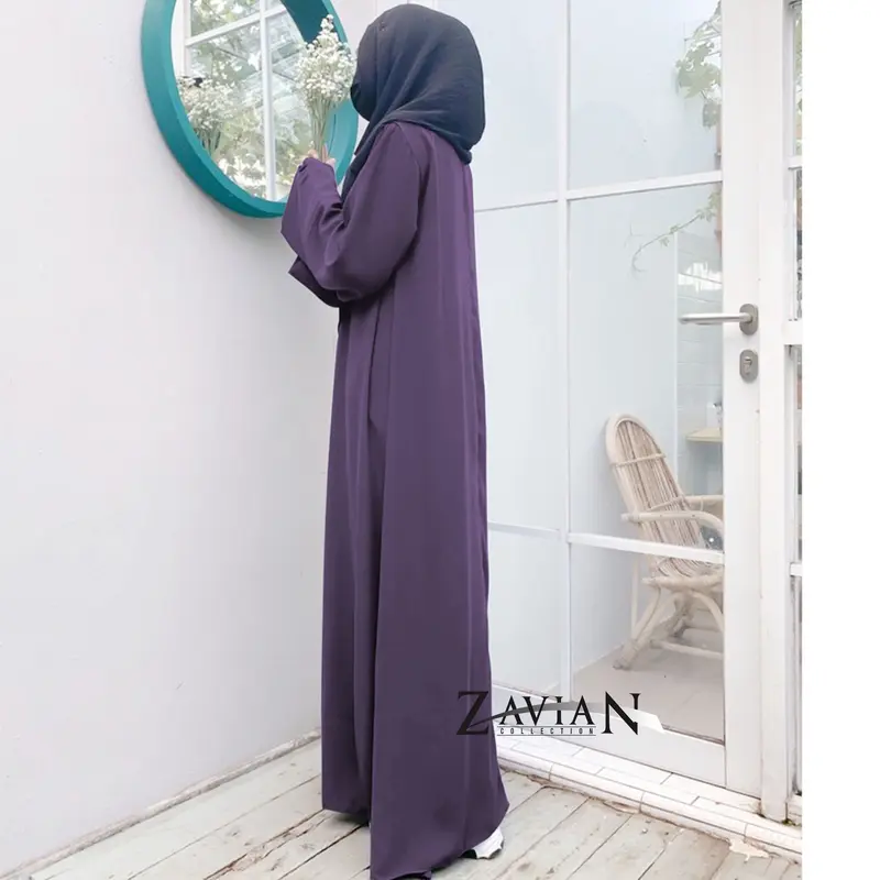 Zavian Gamis Abaya Wanita Kekinian Polos Wolpis Premium Ukuran S M L XL XXL /Basic Abaya Polos Wanita Terbaru Muslim Hitam Remaja Syari Dress Dewasa Maxi Lebaran Mewah Simple Arab Pesta 3