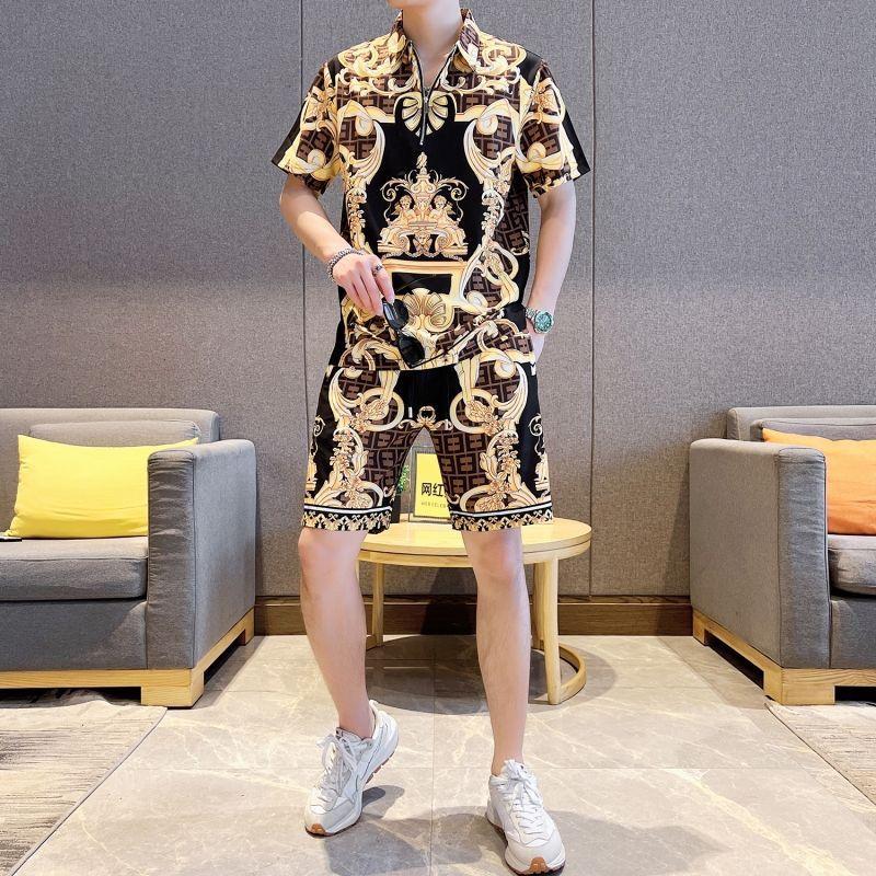 Bộ Đồ Thường Ngày Cho Nam, Thương Hiệu Hợp Xu Hướng Phong Cách Hàn Quốc, ngắn Tay Và Quần Đùi, Thích Hợp Cho Mùa Hè, Hai Mảnh, Phong Cách Thể Thao, Thời Trang, Hợp Xu hướng, Hợp Xu hướng, Phong Cách Mới 1
