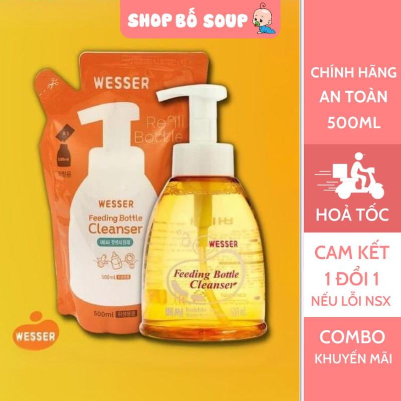  Nước rửa bình sưɑ~ Wesser mẫu mới Hàn Quốc chai túi 500ml 