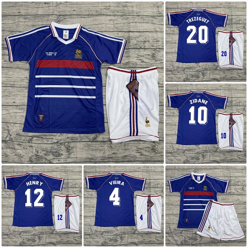 QUẦN ÁO BÓNG ĐÁ ĐỘI TUYỂN PHÁP-BẢN RETRO 1998 QUẦN CÓ TÚI-VẢI GAI THÁI CAO CẤP