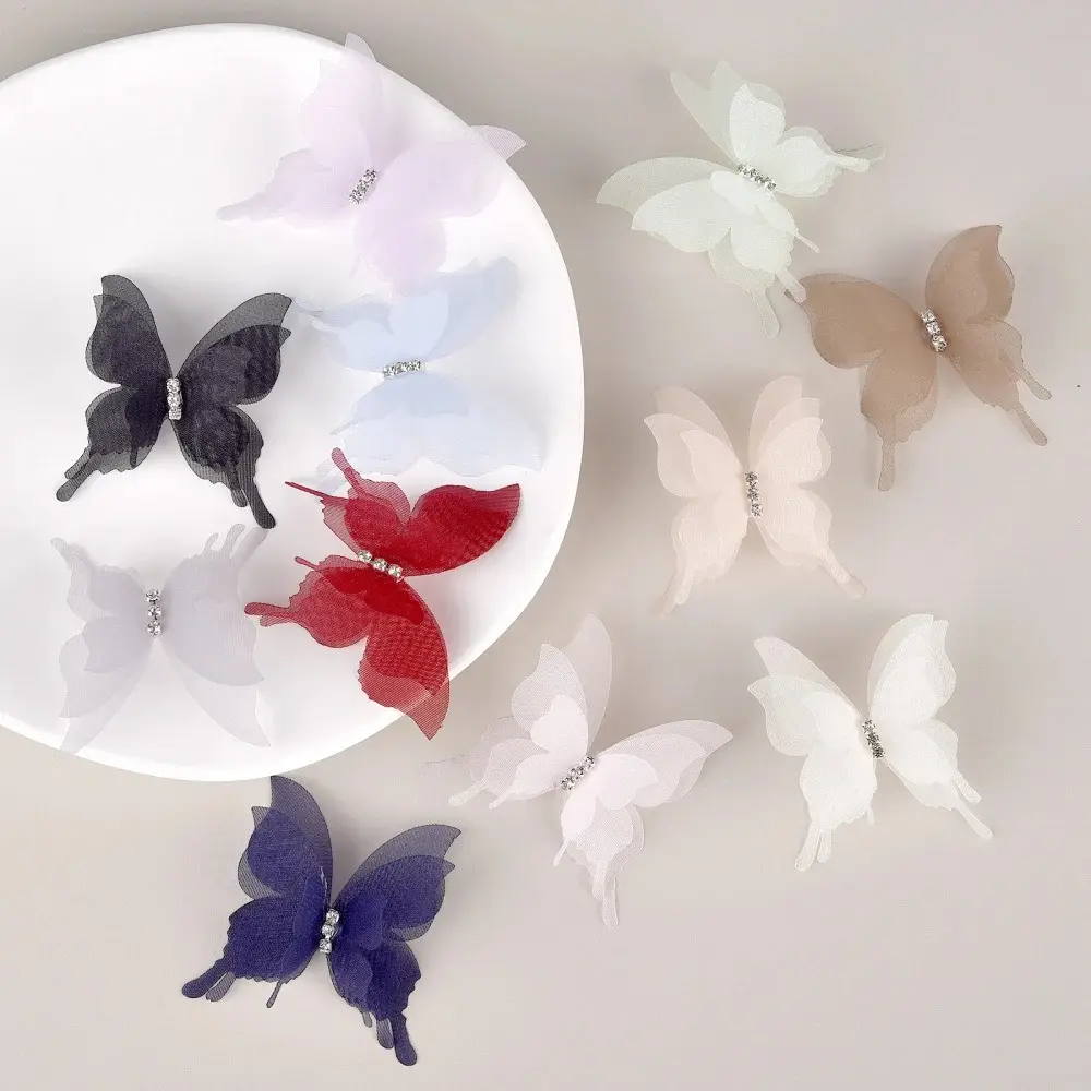 Đính Bướm Vải Organza Màu Gradient Thủ Công 20 Chiếc, Bướm Voan 3D 5CM, Đồ Trang Trí Thủ Công May Vá Tự Làm Mơ Mộng Mờ, Thích Hợp Cho Băng Đô Và Đồ Trang Trí Móng Tay