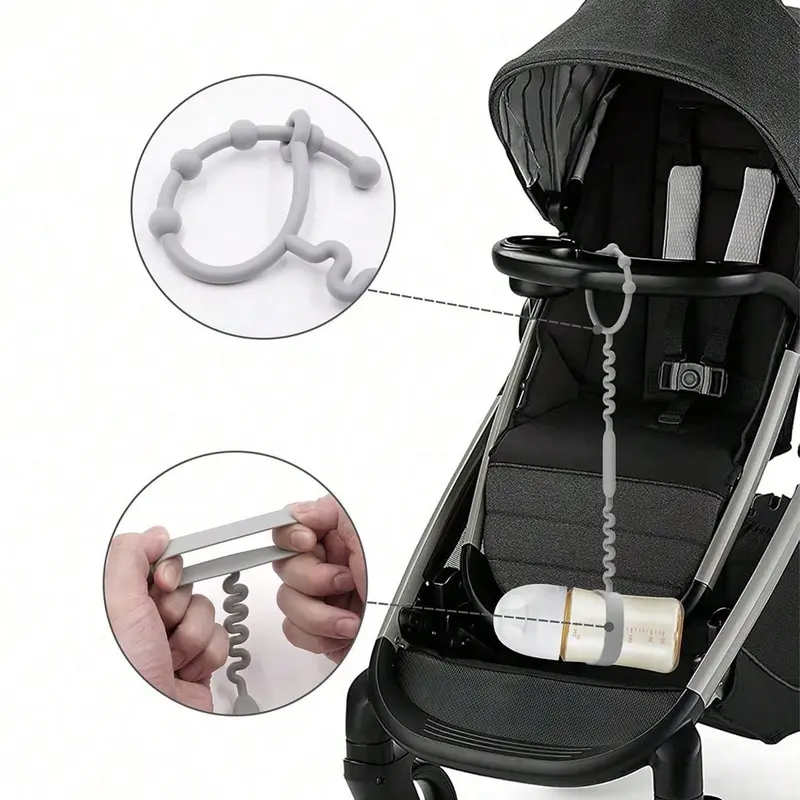 Baby Safety Seat Toy Traction Rope (5 Counts/set), Flower Shaped Adjustable Car Safety Seat Toy Traction Rope, Anti-fall Rope Suitable for Baby Stroller 3