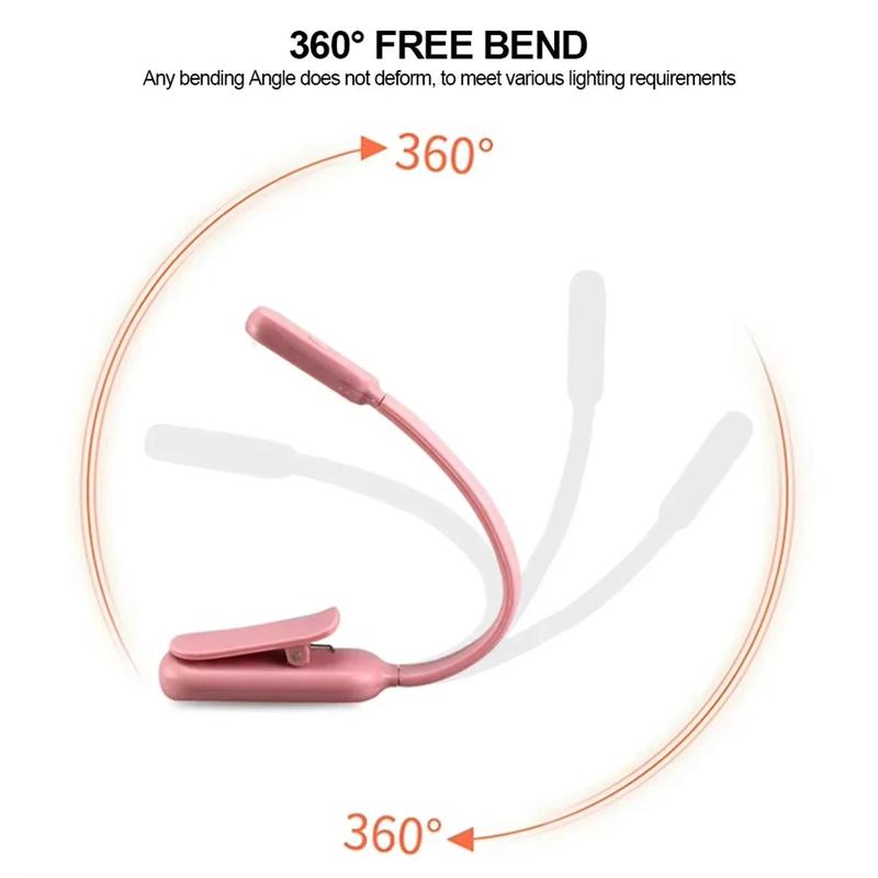Product Introduction of Usb Rechargeable Mini Led Book Light Clip-on Night Lights Stepless Brightness 360-degrees Angle 3-colors Reading Lamp Adjustable 10