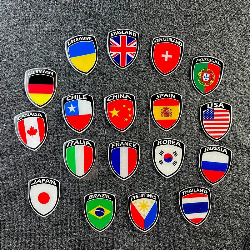 World National Flag  Sticker 3D Reflective Car Motorcycle  Accessories Badg Decals 4 -5 CM Small Size For Italy United Kingdom