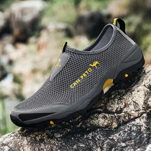 Prelesty Sepatu Hiking Pria Casual Slip On Tanpa Tali Gunung Outdoor Tracking Mendaki Anti Slip Touring Tahan Air Waterproof 113