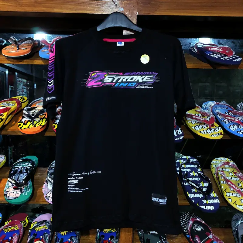 KAOS 2 TAK LENGAN PENDEK NEW MEKANIK AMATIR ORIGINAL KAOS DISTRO RACING PRIA Crew Neck Hitam 1