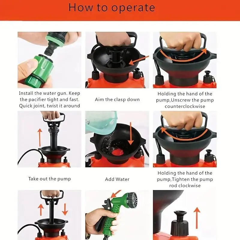 High-pressure Sprayer, Portable Garden Water Sprayer with Removable Hose & Shower Head, Watering & Irrigation Supplies for Outdoor Travel, Hiking, and Pet Bathing 3