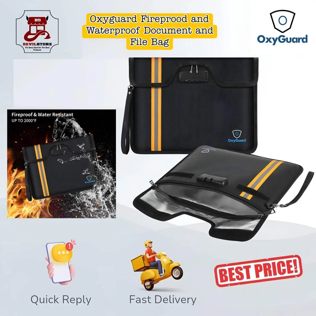 Tas Dokumen Anti Api & Air OxyGuard Fireproof Waterproof Bag dengan Kunci Sandi Fireproof Bag