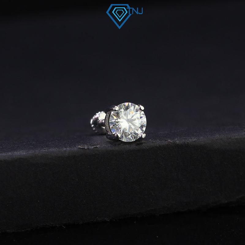  Khuyên tai Moissanite nam 6mm xi bạch kim BTAM0002 kiểm định GRA phong cách Hiphop cá tính bông tai bạc nam chốt xoay - Trang Sức TNJ 