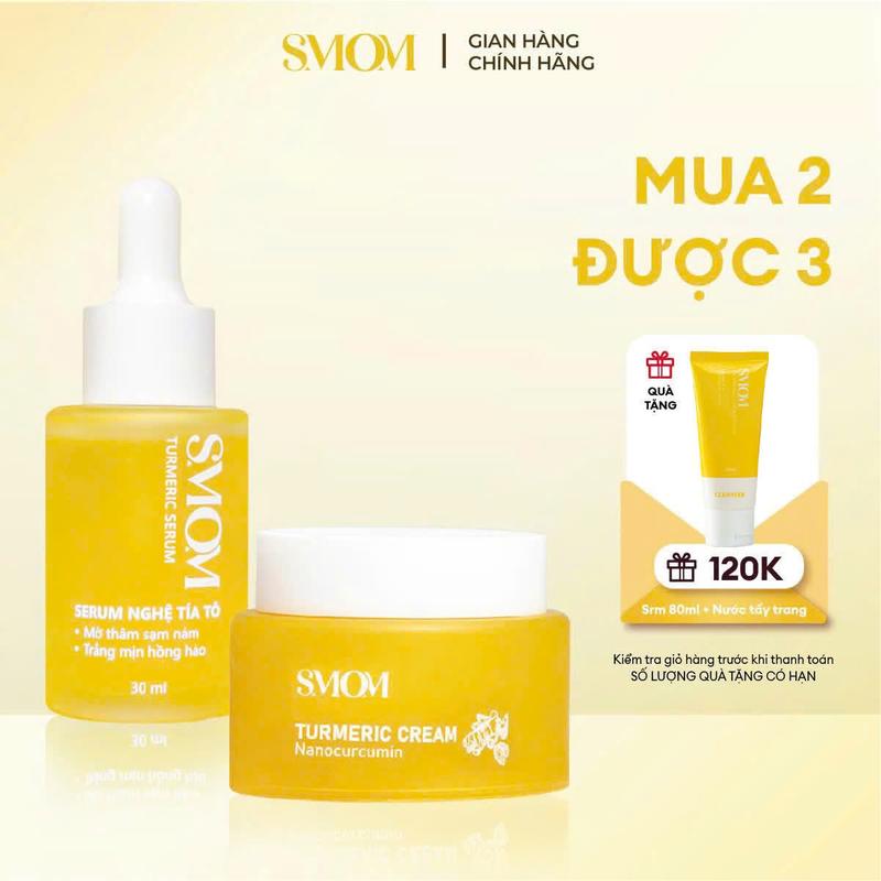 Combo Kem Nghệ 50g + Serum Nghệ Tía Tô ( Tặng Sửa Rửa Mặt 40ml )