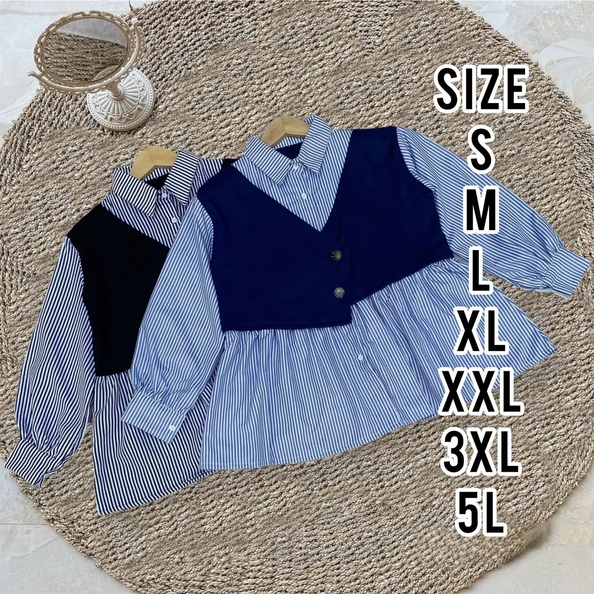 Haruki Blouse - Blouse Salur - Baju Wanita - Blouse Jumbo - Size S M L XL XXL 3XL 5L - Atasan Wanita - Blouse Terbaru Santai Panjang Top Casual Oversize