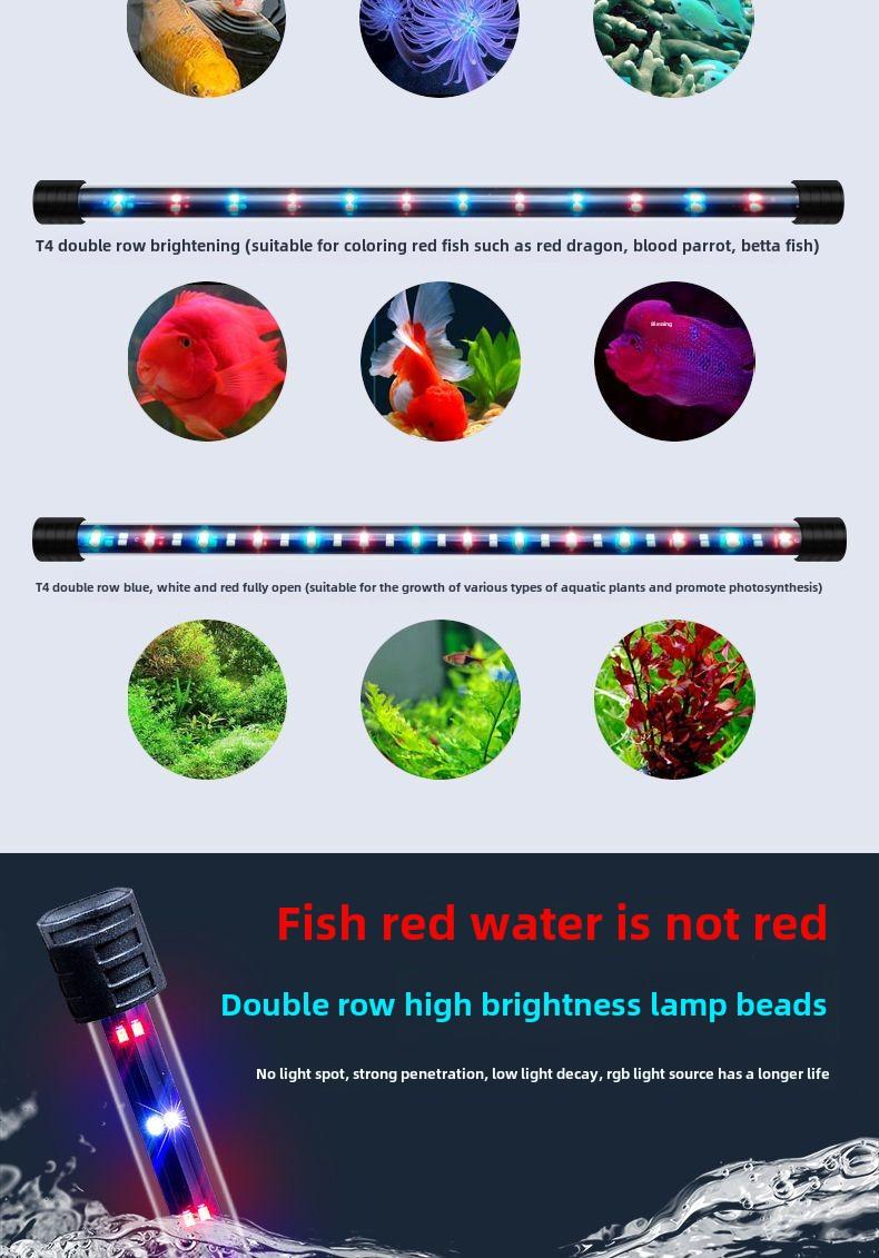 Product Introduction of Fish Tank Light LED Waterproof Lighting Aquarium Submersible Dragon Fish Light Super Bright Color Enhancing Small Tri-Color Fish Tank Light 15