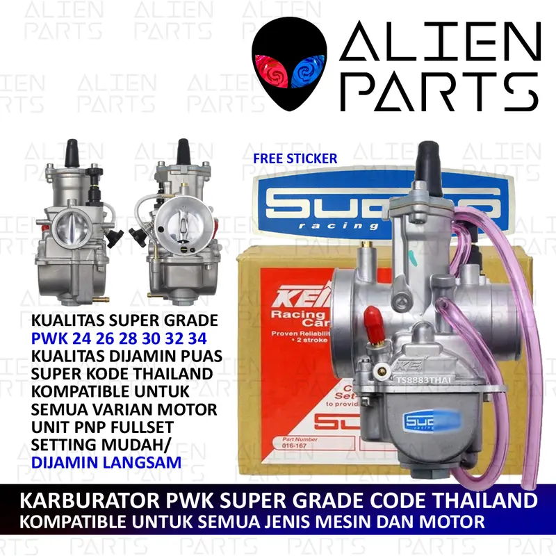 (PAKET) KARBURATOR SUDCO KEIHIN + REPAIR KIT PWK 24 26 28 30 32 34 KARBU SMASH SHOGUN SKYWAVE MX KING CPO BEAT VARIO MIO MEGAPRO KLX SUPRA BYSON NINJA SOUL SATRIA TIGER MJ PJ JARUM PARKIT MAIN JET PILOT SCORPIO 3