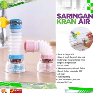 Sambungan Kran Keran Air Flexible Faucet Baling Kicir Filter Saringan Air Aerator Putar 360 plus klem