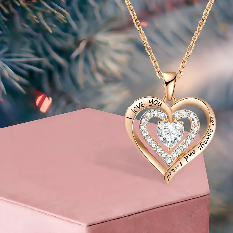 Valentine's Day Jewelry Gift Box Set, 1 Set Heart Shaped Pendant Necklace with Artificial Rose, Valentines Gift for GF, Creative Gift for Mother, Wife, Girlfriend, Female Friends, Valentine's Day Gift Ideas 4