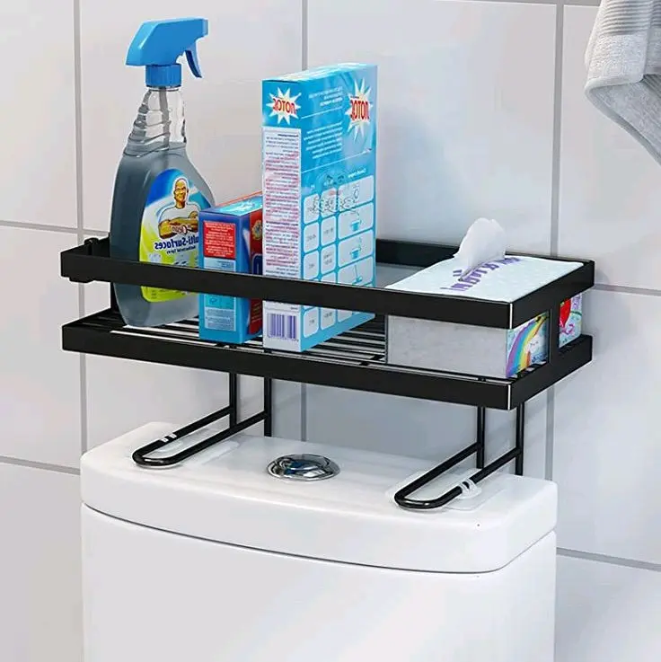 Rak Kamar Mandi Rak Closet Multifungsi Rak Logam Dapat disesuaikan Besi Putih